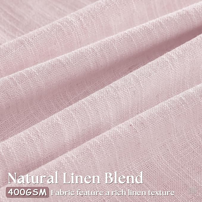Light Pink Linen Pinch Pleat Curtains 120 Inch Length 2 Panels Set 40x120 | for Nursery Girls Bedroom Living Room, Pinch Pleat Memory Shape Trained, Light Filtering Privacy Semi Sheer, Baby Pink Blush