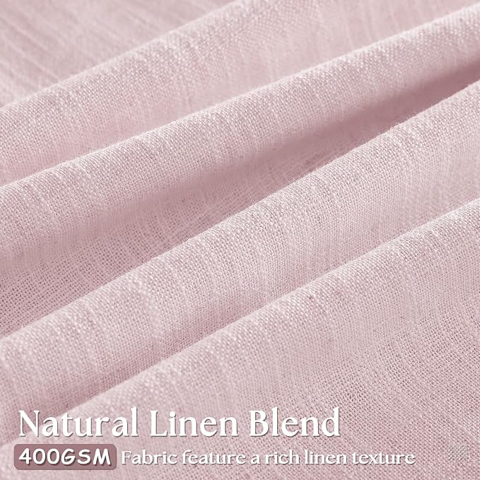 Light Pink Linen Pinch Pleat Curtains 90 Inch Length 2 Panels Set 40x90 | for Nursery Girls Bedroom Living Room, Pinch Pleat Memory Shape Trained, Light Filtering Privacy Semi Sheer, Baby Pink Blush