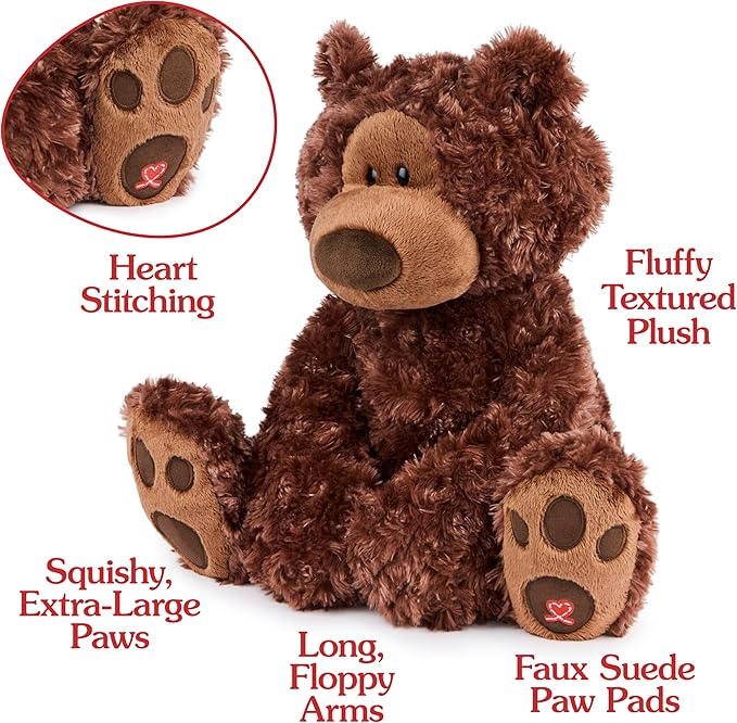 GUND Philbin Classic Teddy Bear, Premium Stuffed Animal for Ages 1 and Up, Chocolate Brown, 18”