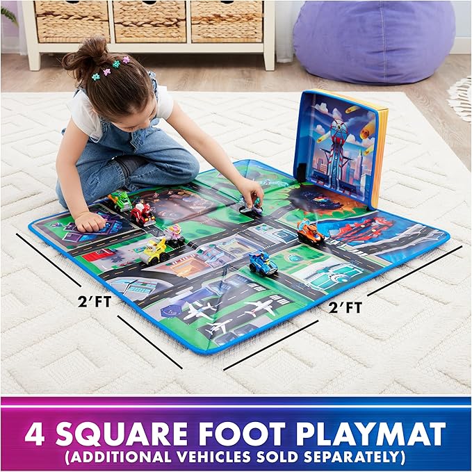 Paw Patrol: The Mighty Movie, Pup Squad Play Mat Gift Pack with Mighty Pups Chase & Vee Pup Squad Racer Toy Cars, Kids Toys for Boys & Girls Ages 3+