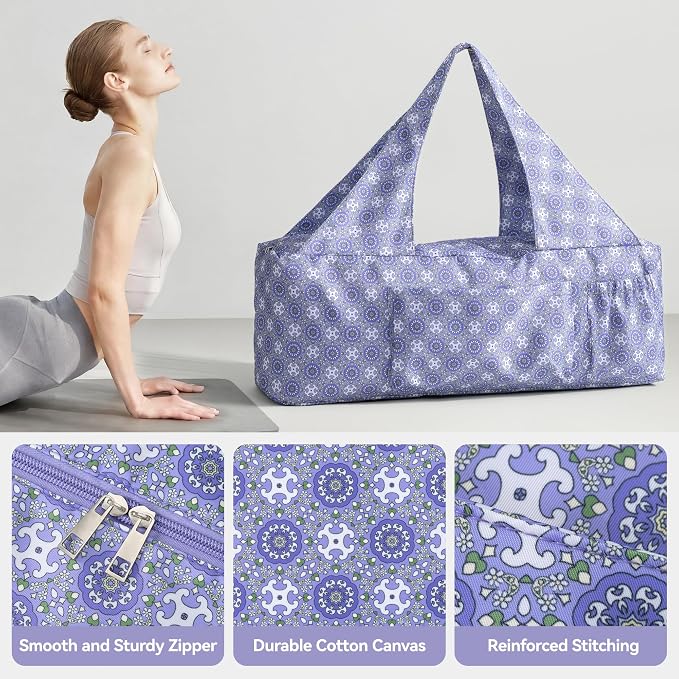 BOULDER BEE Yoga Mat Bag with Wet Pocket, Large Yoga Mat Carrier Fits All Your Stuff, Personalized Yoga Gifts, Gym Tote Bag for Women