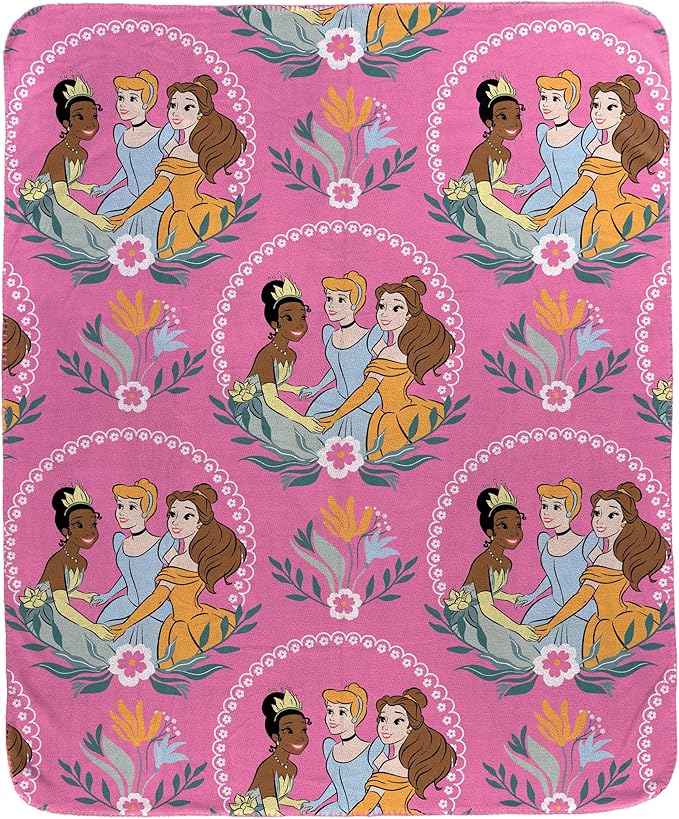 Jay Franco Kids Plush Throw Blanket – Soft & Cozy Fleece Throw for Bedroom & Couch Décor, Official Licensed Product, Pink - Princess, 40x50 - Travel Blanket
