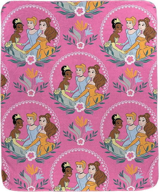 Jay Franco Kids Plush Throw Blanket – Soft & Cozy Fleece Throw for Bedroom & Couch Décor, Official Licensed Product, Pink - Princess, 40x50 - Travel Blanket