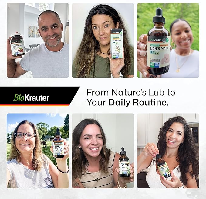 BIO KRAUTER Maca Root and Ashwagandha Tincture - Maca & Ashwagandha Supplements for Men & Women - Adaptogenic Liquid Supplement for Mood Support - Alcohol and Sugar Free Vegan Drops 4 Fl.Oz.