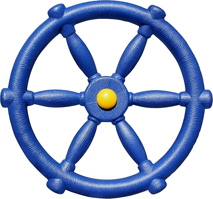 Jungle Gym Kingdom Pirate Ship Wheel for Kids - Toy Steering Wheel for Treehouse, Outdoor Playhouse, Backyard Playset or Swing Set - Playground Accessories & Attachments (Blue)