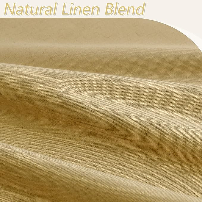 Guken 100% Blackout Curtains 108 Inch Length 2 Panels Set for Living Room Bedroom Back Tab Thermal Insulated Black Out Linen Drapes Room Darkening Window Curtains Gold Yellow 52x108