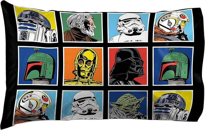 Jay Franco Kids Sheet Set with Fitted, Flat Sheets & Pillow Cover - Ultra-Soft Bedding with Pillowcase for Room Decor, Multi - Star Wars, 4 Piece Queen