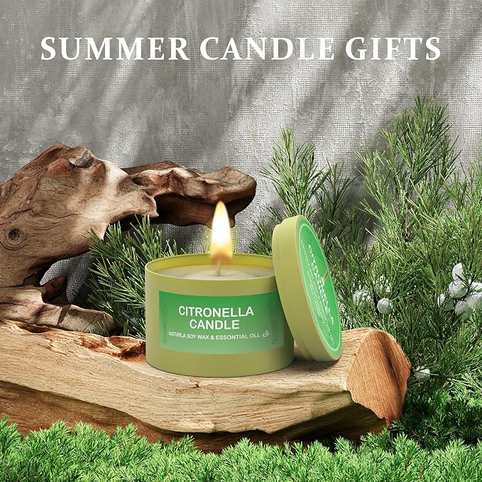 Citronella Candles Outdoor, 2-Pack Natural Citronella Scented Candles for Outside Patio, Garden&Camping, Summer Gifts for Indoor Home Fresh and Cool Aromatherapy Candles