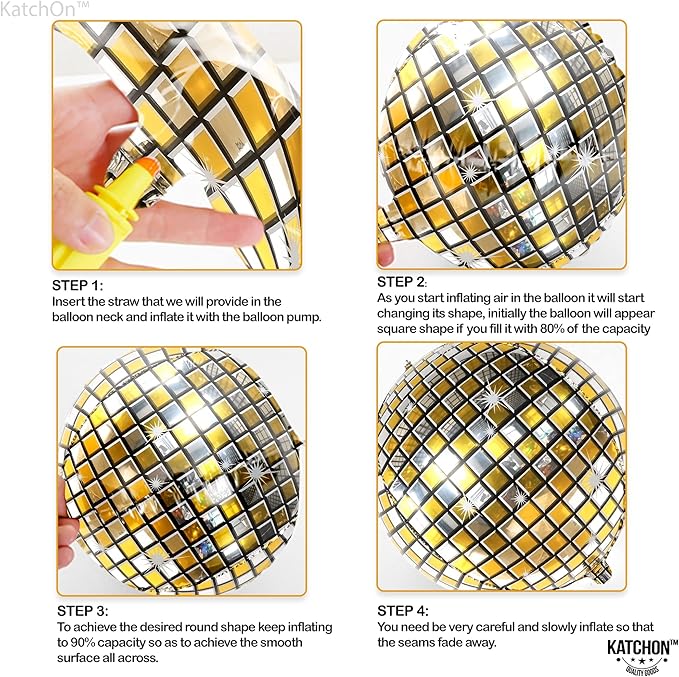 KatchOn, Gold and Silver Disco Ball Balloons - Big 22 Inch, Pack of 6 | 4D Sphere Balloons, Disco Party Decorations | 70s Party Disco Ball Decoration, Graduation Decorations 2026, Engagement Wedding
