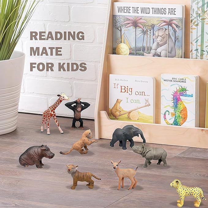Gemini&Genius 9Pcs Wild Animal Cub Toys Kit for Kids, Jungle Animal Cub Toy Figures, Toy Gifts for Kids, Wildlife Toys, Cake Toppers, Realistic Soild Plasitc Figurines