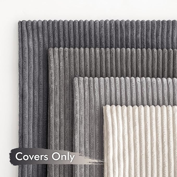 MIULEE Soft Corduroy Decorative Throw Pillow Covers Neutral Grey 18x18 | Set of 4, Mordern Minimalist Decor, Layered Gray Collection, Boho Farmhouse Cushion Covers for Couch Bed Sofa Living Room