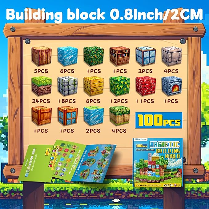 Magnetic Blocks-100PCS Kid's Toys,Magnetic BuildIing Blocks,Educational Toys for Boys & Girls Ages 3-4 5 6 7 8 9 10,STEM Montessori Stacking Toy, Sensory Toy, Birthday Gift