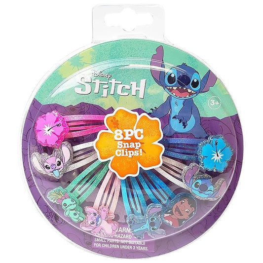 Disney Stitch Kids Hair Clips for Girls Snap Clips 8 Pack Multi Color Ages 3+