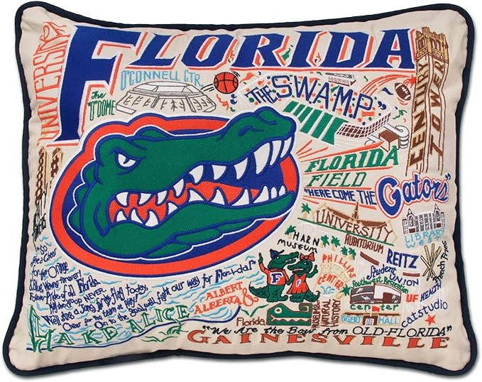 Catstudio Throw Pillow, University of Florida Embroidered Pillow - Collegiate Decorative Pillows for UF Fans for Graduation, Game Day, Alums and Parents