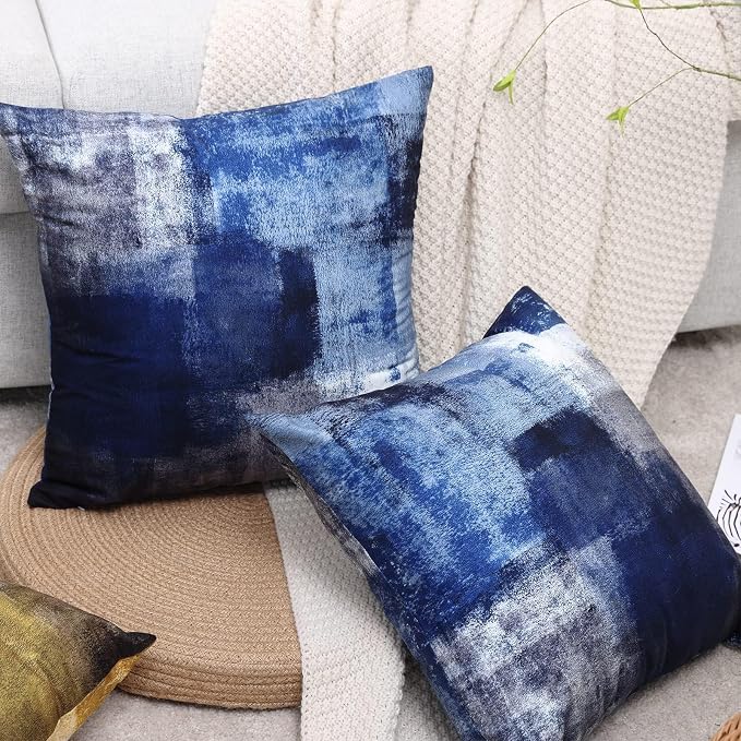 Throw Pillow Covers for Couch, 26x26 Inch, 2 Pack, Blue | Decorative Throw Pillow Covers Cushion Covers for Couch Bedroom Sofa Living Room