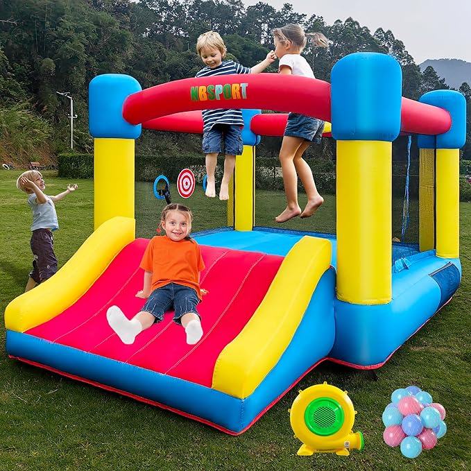 Inflatable Bounce House for Kids Ages 3-8 - Largest 6.7'x8.4' Jump Zone, Big Kids Bouncer Castle with Slide | Blower Included | Backyard Party & Birthday Gift