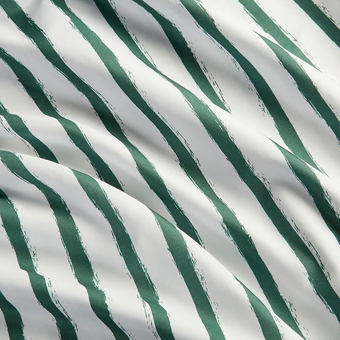 Amazon Basics Microfiber Kids' Sheet Set with Pillowcase, 4-Piece, Full, Green Stripes