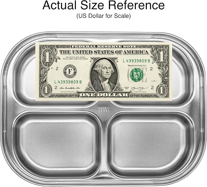 Korean Stainless Steel Non-Toxic Divided Plates for Toddlers & Kids 2-Pack | Premium 304 electro-polished stainless steel, no black residue, BPA-free tray for babies healthy & balanced meals