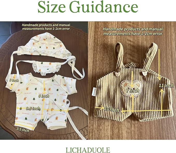 14-16''/36cm Plush Toy Bib-Style Pajama Set + Bear Romper for Chubby Teddy Bears & Bartholomew Bears(NO Doll)