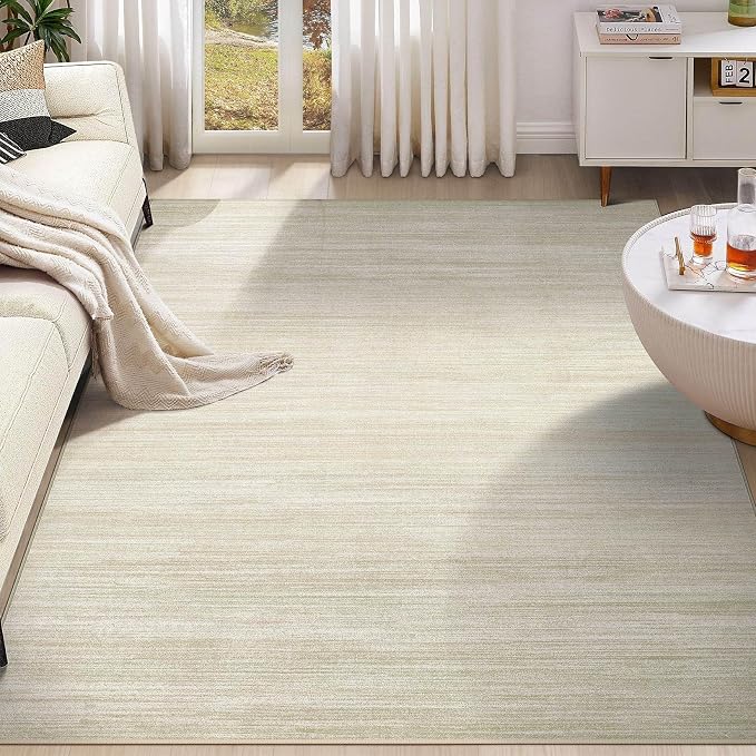 UERMEI 5x7 Washable Area Rug - Neutral Modern Abstract Living Room Rugs, Non-Slip Soft Large Indoor Floor Carpet for Bedroom Home Office & Under Dining Table Decor, Brown/Beige