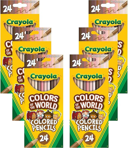 Crayola Colors of the World Bulk Colored Pencil Set - 6 Packs (24ct), Skin Tone Kids Colored Pencils for Kids, Bulk Teacher Classroom Must Haves