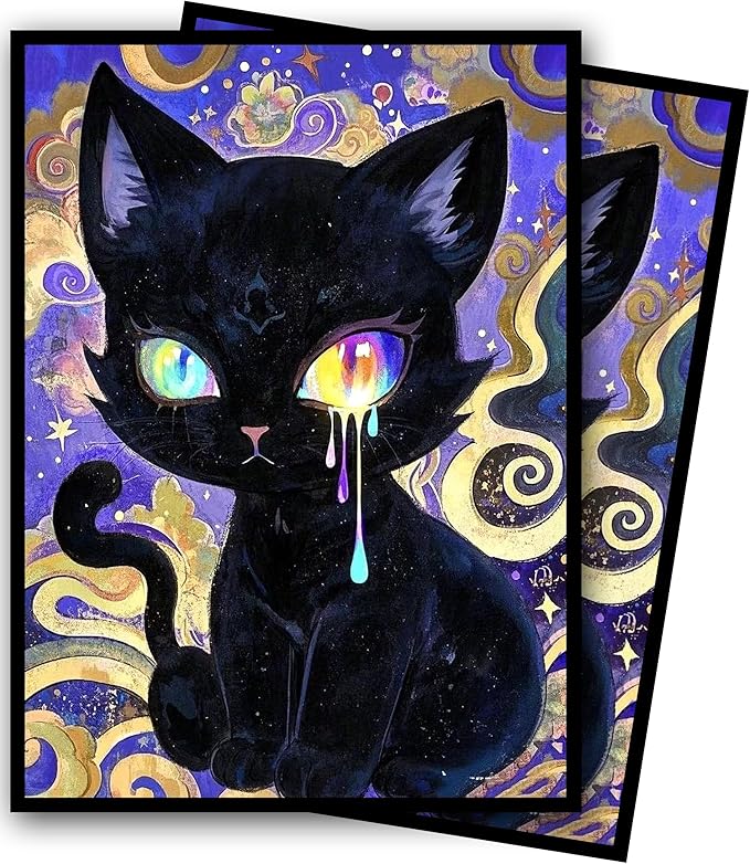 MTG Card Sleeves, Ultra Clear Front & Matte Finish Back, 100 Count Standard Size Matte Art Sleeve for Magic The Gathering (Painted cat)