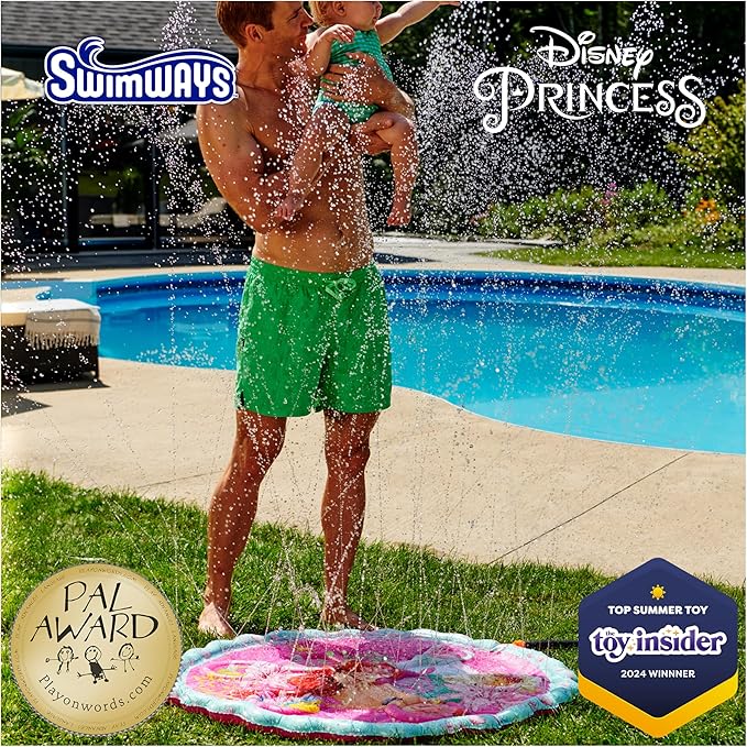 SwimWays The Little Mermaid Splash Mat, Kids Splash Pad, Outdoor Toys, Disney Party Supplies and Water Toys for Kids Ages 1 & Up