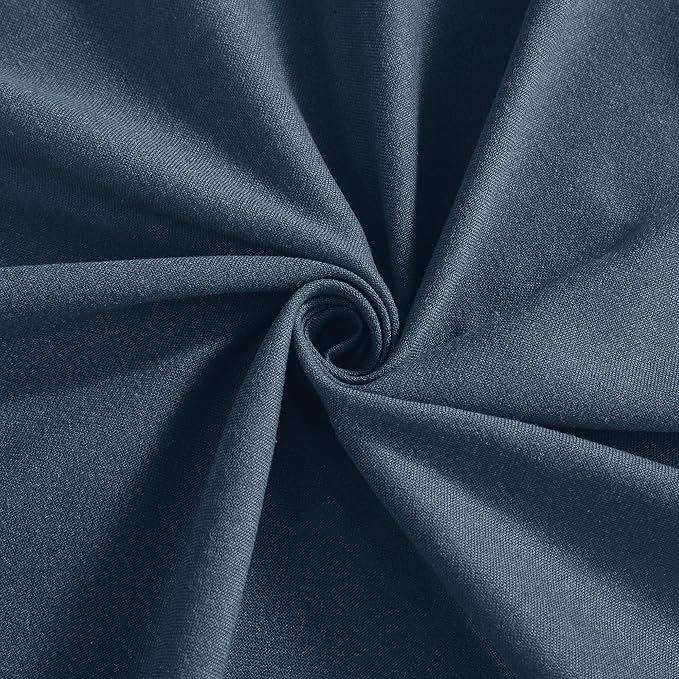 NICETOWN Navy Blue Linen Curtains for Kitchen, Thick Flax Small Window Treatments Semi Sheer Privacy Assured with Light Through for Cafe/Bathroom, W55 x L84, 2 Panels