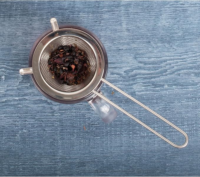 HIC Kitchen Double-Ear Conical Tea Strainer, 18/8 Stainless Steel, 3-Inch, For Straining Brewed Loose Leaf Tea And Mulled Beverages