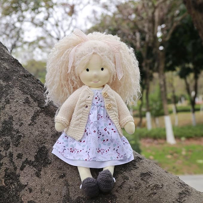 Waldorf Doll Handmade Rag Doll - Personalized Collectors Plush Doll for Kids Birthday Present with Beautiful Present Box-Kiki 12"