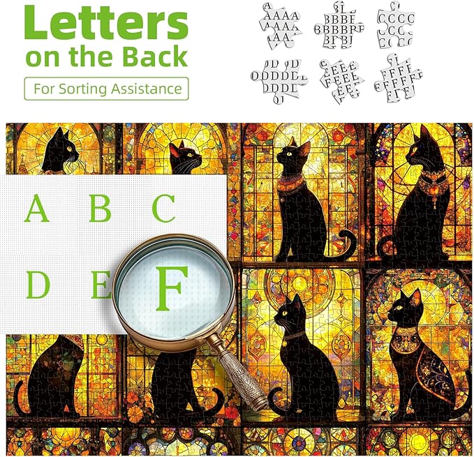 Black Cats 500 Piece Puzzles for Adults Clearance, for Halloween Birthday Party Challenge Games Family, 20" X 20" Dust Free Puzzles