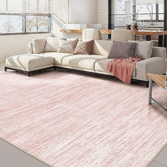 Nakagishi Boho 8x10 Area Rug Living Room Rugs Machine Washable Pink | Soft, Pet & Kid Friendly, Carpet for Living Room/Bedroom/Office/Kitchen/Nursery, Daily Home Decor Stain Resistant Moroccan