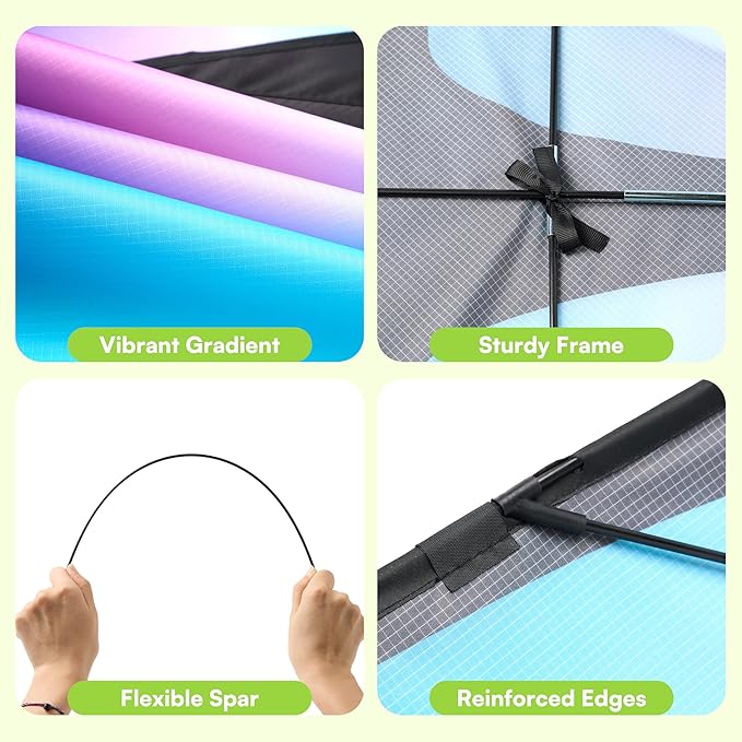 JOYIN Large Delta Kite Gradient Blue & Purple, Easy to Fly Huge for Kids and Adults with 328ft String, Large Delta Beach Kite for Outdoor Games and Activities