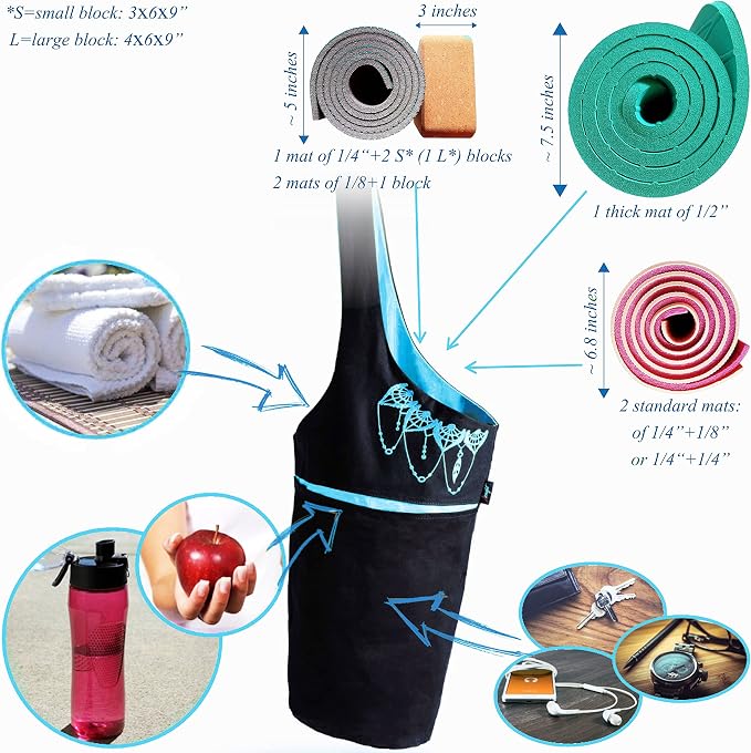 Yoga Mat Bag – Versatile Yoga Bag with Mat Straps & Storage Pockets, Holds Yoga & Pilates Mats, Lightweight & Durable