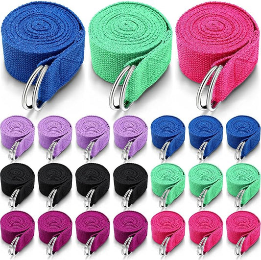 Leyndo Yoga Strap Stretching Pilates Exercise Adjustable Straps 6 ft Non Elastic Yoga Belt with Adjustable D Ring Buckle for Pilates Gym Workouts Fitness
