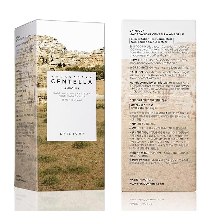 SKIN1004 Madagascar Centella Asiatica Ampoule Facial Serum 1.85 fl.oz, 55ml, Soothes Acne Prone and Sensitive Skin