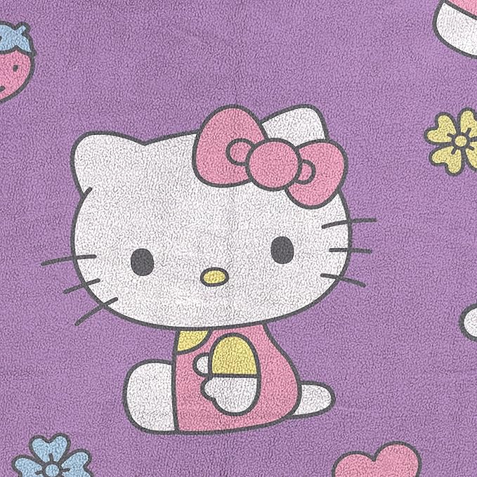 Jay Franco Plush Throw Blanket – Soft & Cozy Fleece Throw for Bedroom & Couch Décor, Official Licensed Product, Purple - Hello Kitty, 40x50 - Travel Blanket