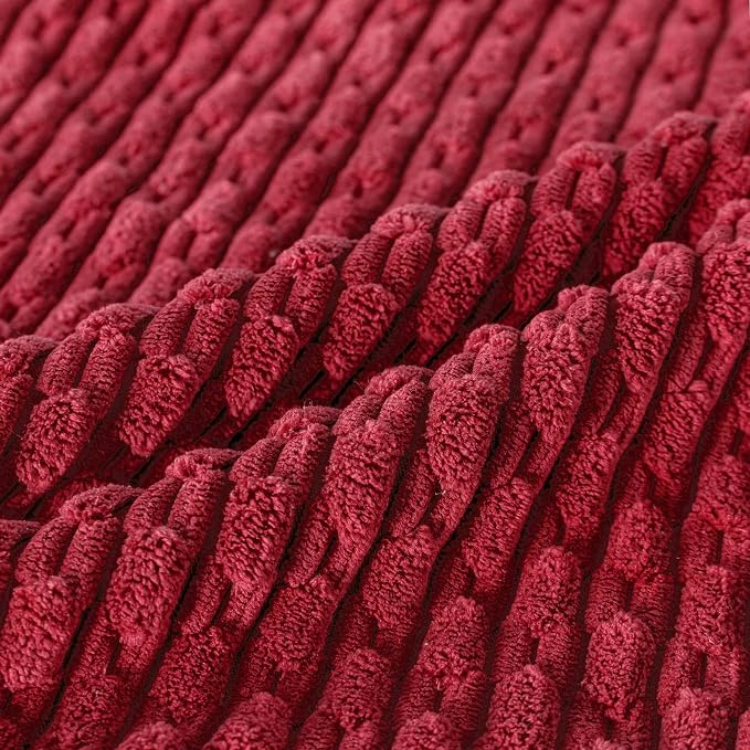 Set of 4 Burgundy Decorative Throw Pillow Covers 18x18 Inch Corduroy Pillow Covers for Bed Couch Sofa Living Room Soft Square Cushion Cases