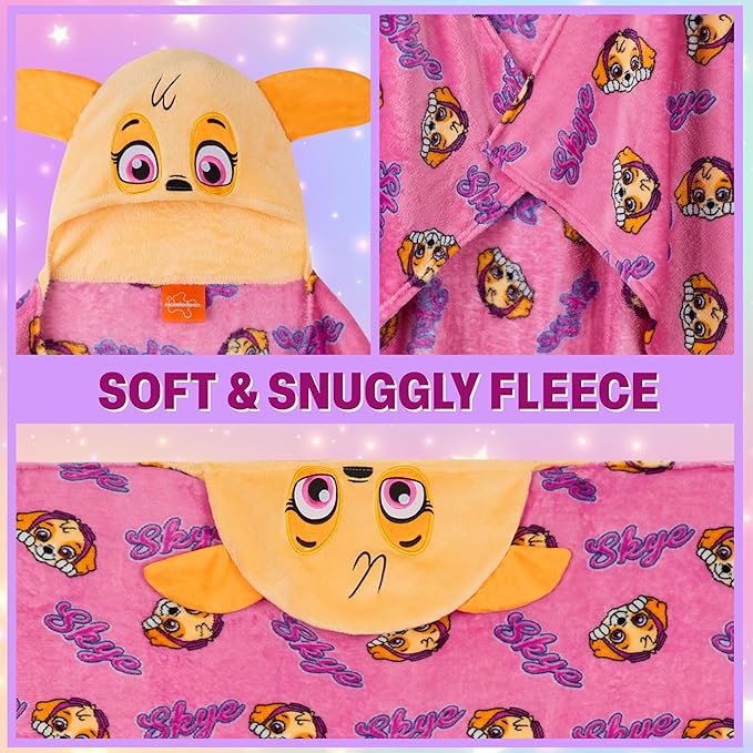 Get Trend Blanket with Hood for Kids 51x35in, Fleece Throw Cozy Wearable Blanket with Hood and Ears Gifts for Kids