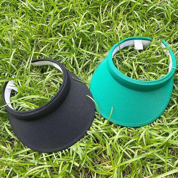 4 Pack Sun Visor Hats Women Men Clip on Cotton Wide Brim Visors Hat Outdoor Sports Golf Beach Travel Tennis Caps