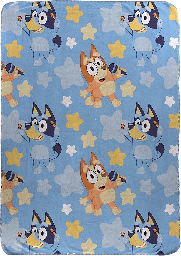 Jay Franco Kids Plush Throw Blanket – Soft & Cozy Fleece Throw for Bedroom & Couch Décor, Official Licensed Product, Blue - Bluey, 46x60 - Throw Blanket