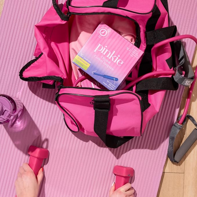 Pinkie Organic Tampons for Teens & Adults - 100% Cotton Core Adapts to Your Body - Slim BPA-Free Applicator for Comfortable Insertion - Chlorine, Fragrance, Dye & Rayon Free - Regular/Super, 36 Count