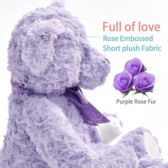 20" Posed Teddy Bear Stuffed Animal Cute Plush Toy for Girl Kids (Purple)