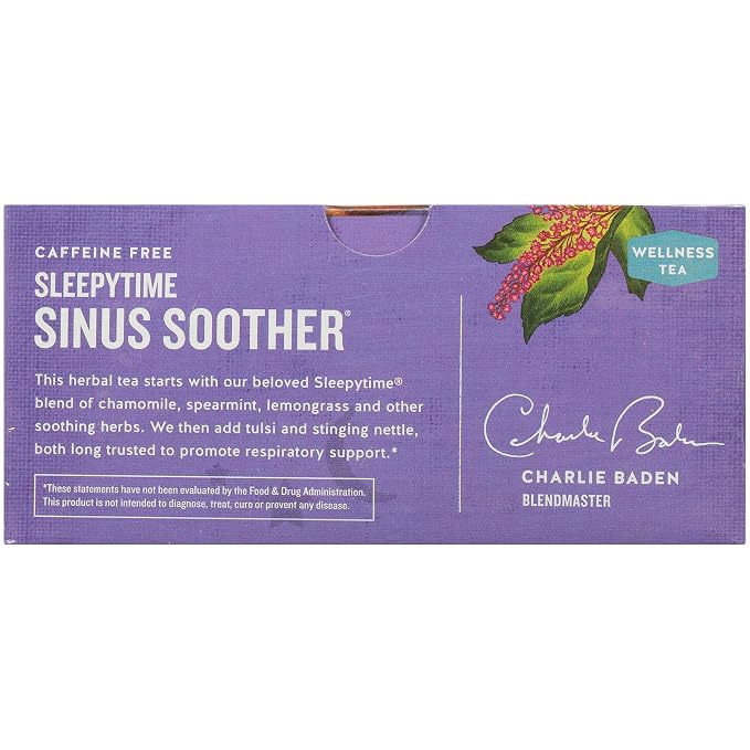 Celestial Seasonings Sleepytime Tea - Wellness Sinus Soother, Caffeine Free - 20 Tea Bags Box, (Pack of 2)