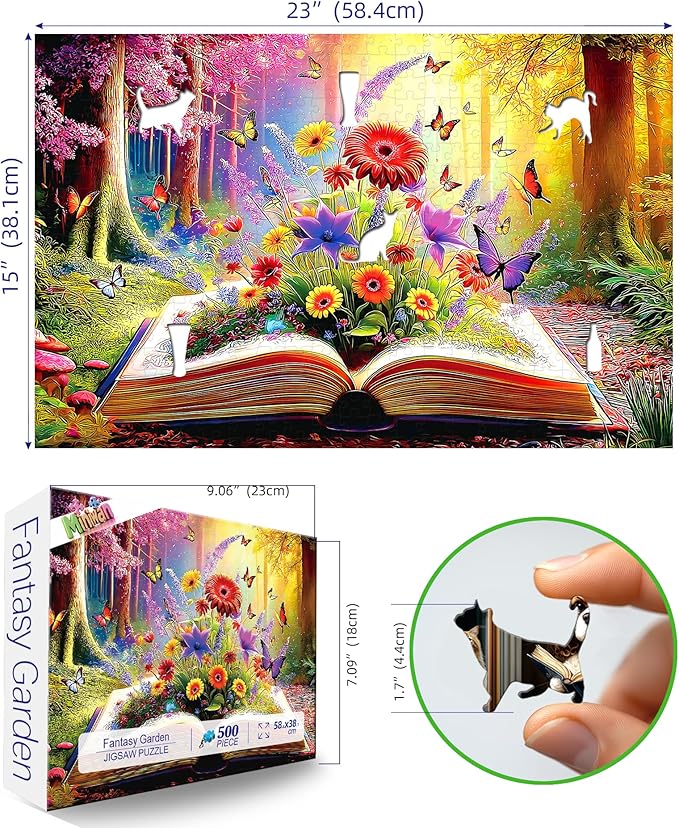 500 Pcs Jigsaw Puzzle for Adults | Unique Blossoming Book Art Design | Challenging Puzzle Gift for Art Lovers & Families 23x15 Inches