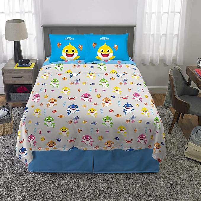Franco Kids Bedding Super Soft Microfiber Sheet Set, Full, Baby Shark
