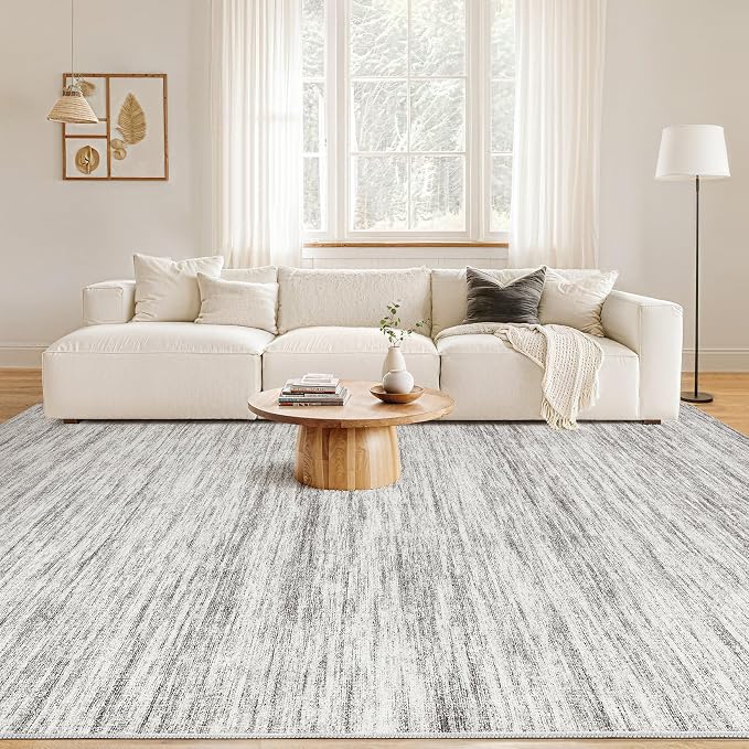 Nakagishi Boho 5x7 Area Rug Living Room Rugs Machine Washable Gray | Soft, Pet & Kid Friendly, Carpet for Living Room/Bedroom/Office/Kitchen/Nursery, Daily Home Decor Stain Resistant Moroccan