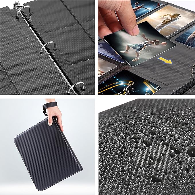 WOT I Trading Card Binder, 630 Pockets Sleeves with Zipper, Double Sided Pockets Card Holder Carry Case for Baseball Card, Football Card