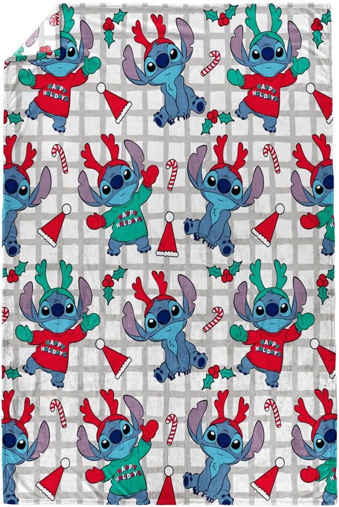 Jay Franco Kids Christmas Plush Throw Blanket – 40 x 50 Inch Soft & Cozy Fleece Throw for Holiday Bedroom & Couch Décor, Official Licensed Product, Multi - Stitch