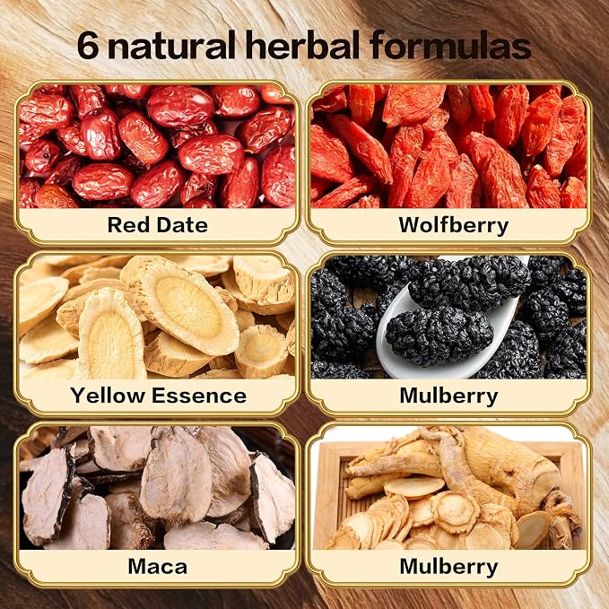 Monbrizz kidney tea formula Ginseng Six treasure tea te divina, maca root, Goji berries, turmeric kidney formula ginseng eight treasure Cleanse Detox Caffeine-Free Tea (60count)